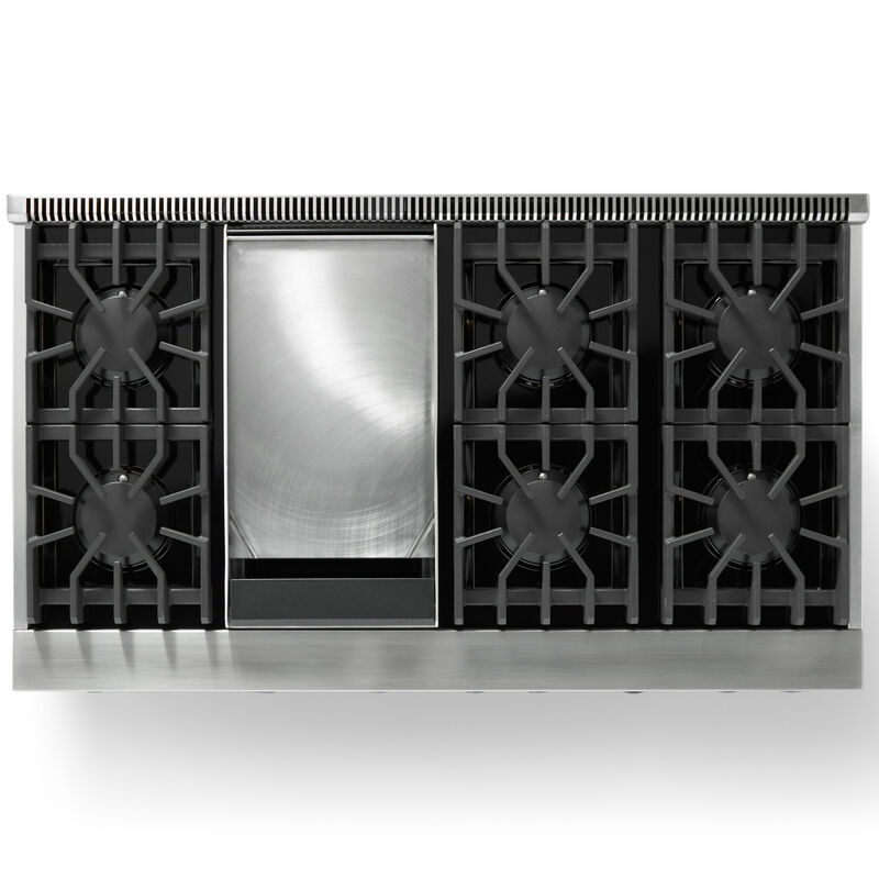 Viking 5 Series 48 in. 6.1 cu. ft. Standard Convection Double Oven Gas Range with 6 Sealed Burners & Griddle - Stainless Steel, , hires