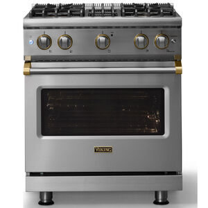 Viking 5 Series 30 in. 4.0 cu. ft. Standard Convection Gas Range with 4 Sealed Burners - Stainless Steel - Liquid Propane Gas, Polished Chrome Trim Option, , hires