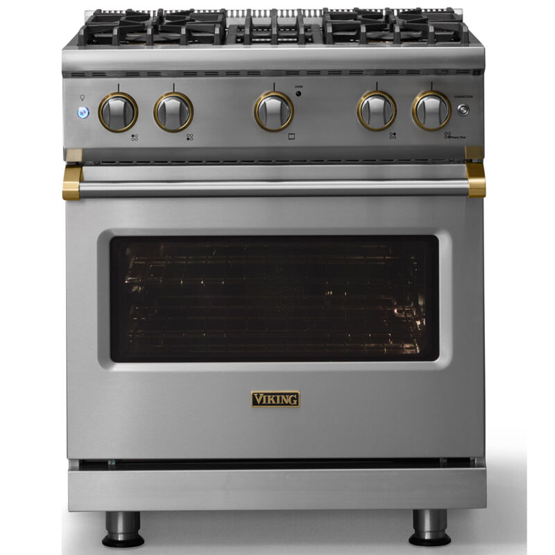 Viking 5 Series 30 in. 4.0 cu. ft. Standard Convection Gas Range with 4 Sealed Burners - Stainless Steel - Liquid Propane Gas, Polished Chrome Trim Option, , hires