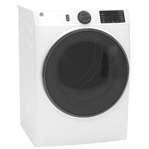 GE 28 in. 7.8 cu. ft. Smart Stackable Gas Dryer with Sensor Dry, Sanitize & Steam Cycle - White, White, hires