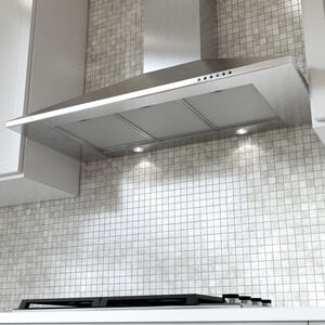 XO 36 in. Convertible Chimney Style Range Hood with 600 CFM, 3 Fan Speeds & 2 LED Lights - Stainless Steel, Stainless Steel, hires