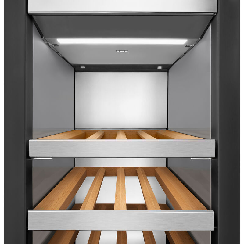 Signature Kitchen Suite Instaview 18 in. Built-in Smart Wine Cooler with Metal & Wood Racks, Dual Temperature Zones & 71 Bottle Capacity - Custom Panel Ready, , hires