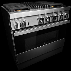 JennAir Noir Series 36 in. 5.1 cu. ft. Smart Convection Oven Freestanding Dual Fuel Range with 4 Sealed Burners & Grill - Stainless Steel, , hires