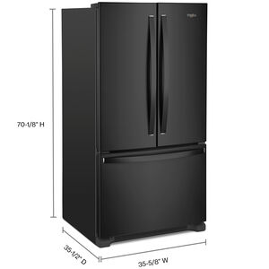 Whirlpool 36 in. 25.2 cu. ft. French Door Refrigerator with Internal Water Dispenser- Black, Black, hires