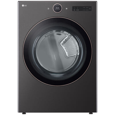 LG 27 in. 7.4 cu. ft. Smart Stackable Electric Dryer with AI Sensor Dry, TurboSteam, Sanitize & Steam Cycle - Black | DLEX6500B