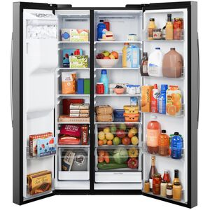 GE 36 in. 23.6 cu. ft. Counter Depth Side-by-Side Refrigerator with Ice & Water Dispenser - Fingerprint Resistant Stainless, Fingerprint Resistant Stainless, hires