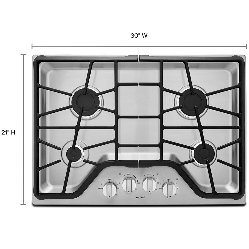 Maytag 30 in. 4-Burner Natural Gas Cooktop with Simmer Burner & Power Burner - Stainless Steel, , hires