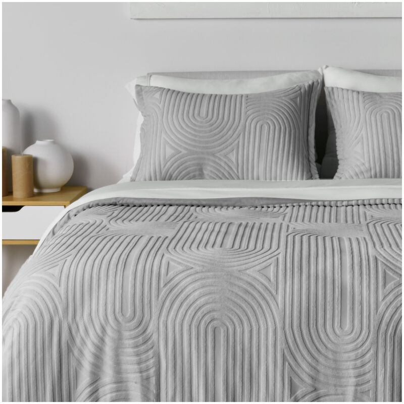 BEDGEAR Performance Duvet & 2pc Sham Set, Racetrack, Light Gray, Queen, , hires