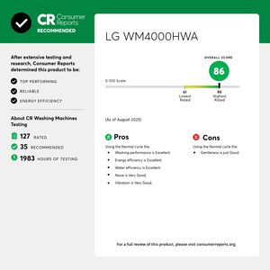 LG 27 in. 4.5 cu. ft. Smart Stackable Front Load Washer with TurboWash 360, Sanitize & Steam Wash Cycle - White, White, hires