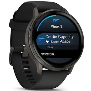 Garmin Venu 4 45 mm Smart Watch - Slate with Black Silicone Band, , hires