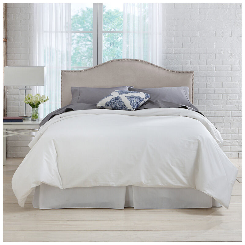 Skyline Furniture Nail Button Micro-Suede Fabric Full Size Upholstered Headboard - Platinum, Platinum, hires