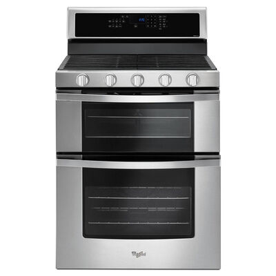Whirlpool 30 in. 6.0 cu. ft. Convection Double Oven Freestanding Gas Range with 5 Sealed Burners - Stainless Steel | WGG745S0FS