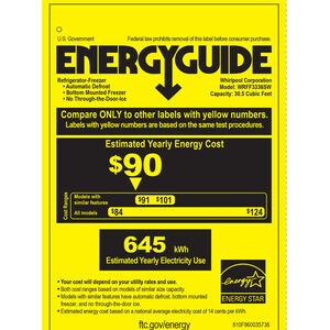 Whirlpool 36 in. 30.5 cu. ft. French Door Refrigerator with Internal Water Dispenser - White, White, hires