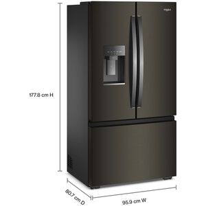 Whirlpool 36 in. 23.4 cu. ft. Smart Counter Depth French Door Refrigerator with Ice & Water Dispenser - Black Stainless, , hires