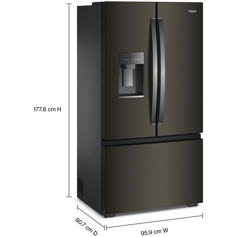 Whirlpool 36 in. 23.4 cu. ft. Smart Counter Depth French Door Refrigerator with Ice & Water Dispenser - Black Stainless, , hires