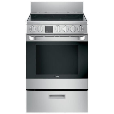 GE 24 in. 2.9 cu. ft. Convection Oven Freestanding Electric Range with 4 Smoothtop Burners - Stainless Steel | QAS740RMSS