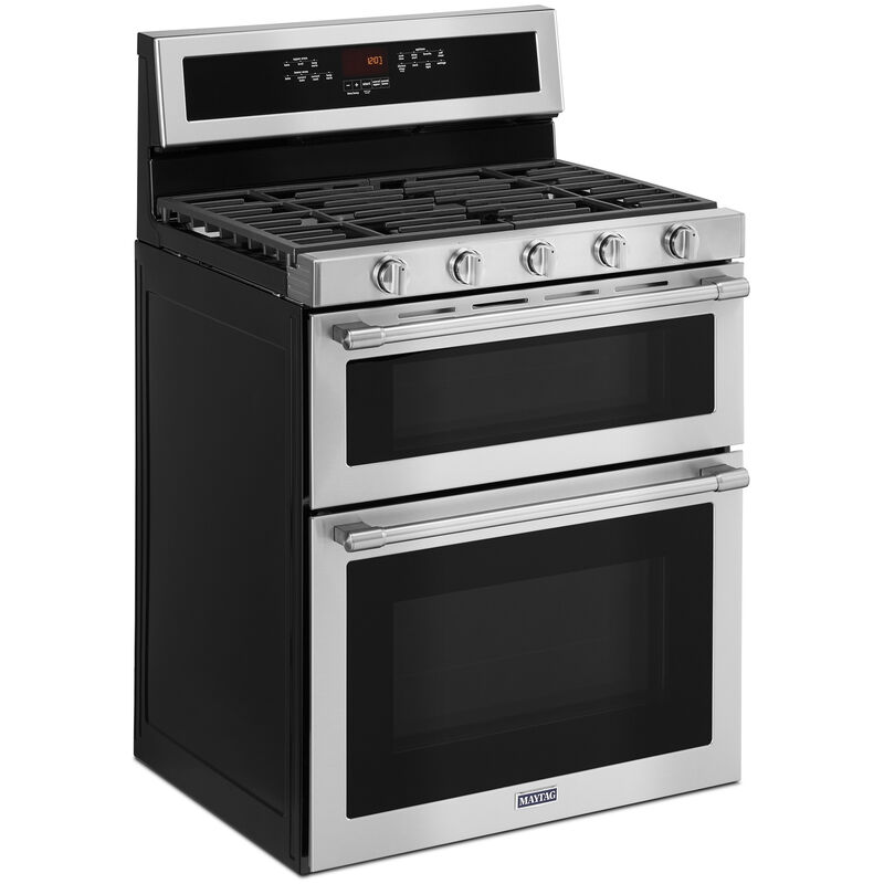 Maytag 30 in. 6 cu. ft. True European Convection Double Oven Gas Range with 5 Sealed Burners - Stainless Steel, , hires