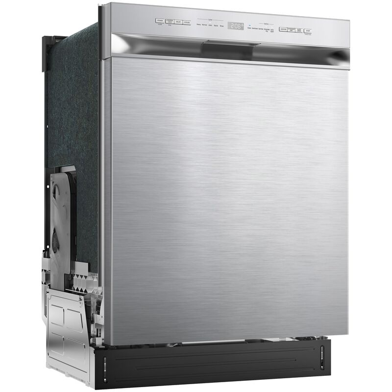 Midea 24 in. Front Control Flush-Mount Dishwasher with 52 dBA Sound level, Auto Open Door & Pocket Handle - Stainless Steel, , hires