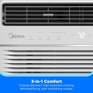 Midea 8,000 BTU 115V Smart Window Air Conditioner with 3 Fan Speeds, Sleep Mode & Remote Control - White, , hires