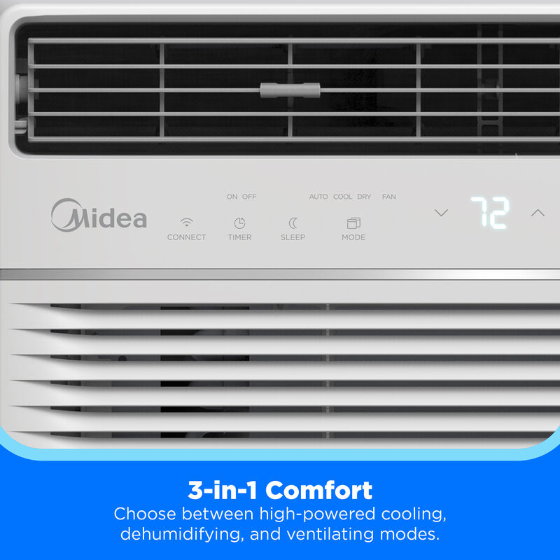 Midea 8,000 BTU 115V Smart Window Air Conditioner with 3 Fan Speeds, Sleep Mode & Remote Control - White, , hires