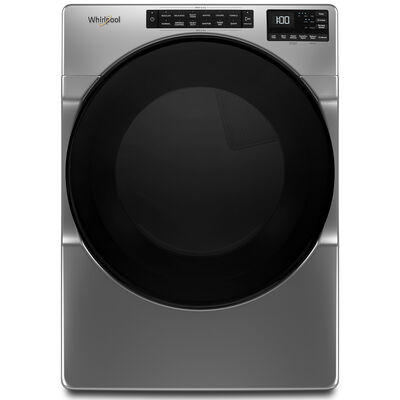 Whirlpool 27 in. 7.4 cu. ft. Front Loading Gas Dryer with 37 Dryer Programs, 7 Dry Options, Sanitize Cycle, Wrinkle Care & Sensor Dry - Chrome Shadow | WGD6605MC