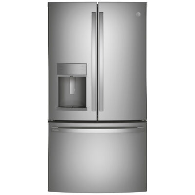 GE Profile Series 36 in. 22.1 cu. ft. Counter Depth French Door Refrigerator with External Filtered Ice & Water Dispenser - Stainless Steel | PYD22KYNFS