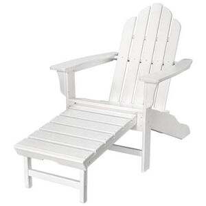 Hanover All-Weather Adirondack Chair w/Attached Ottoman - White, White, hires