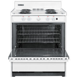Summit 30 in. 3.7 cu. ft. Oven Freestanding Electric Range with 4 Coil Burners - White, , hires