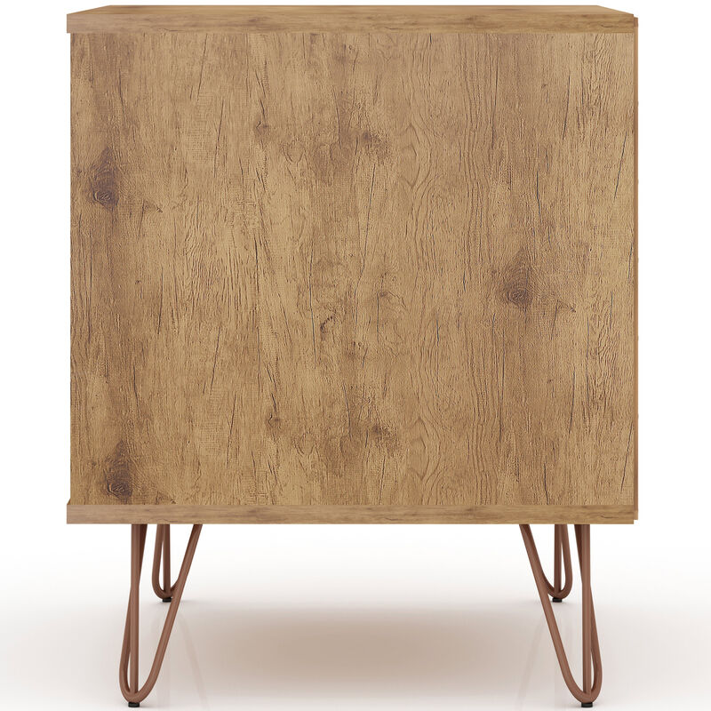 Manhattan Comfort Rockefeller Mid-Century Modern 1-Drawer Nightstand Rose Pink, Pink, hires