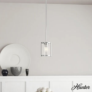 Hunter Astwood 6 in. Mini Pendant with Clear Glass - Polished Nickel, , hires