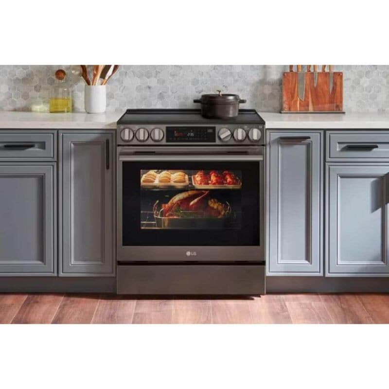LG 30 in. 6.3 cu.ft. Smart Air-Fry True European Convection Slide-In Electric Range with Radiant Burners - Black Stainless Steel, , hires