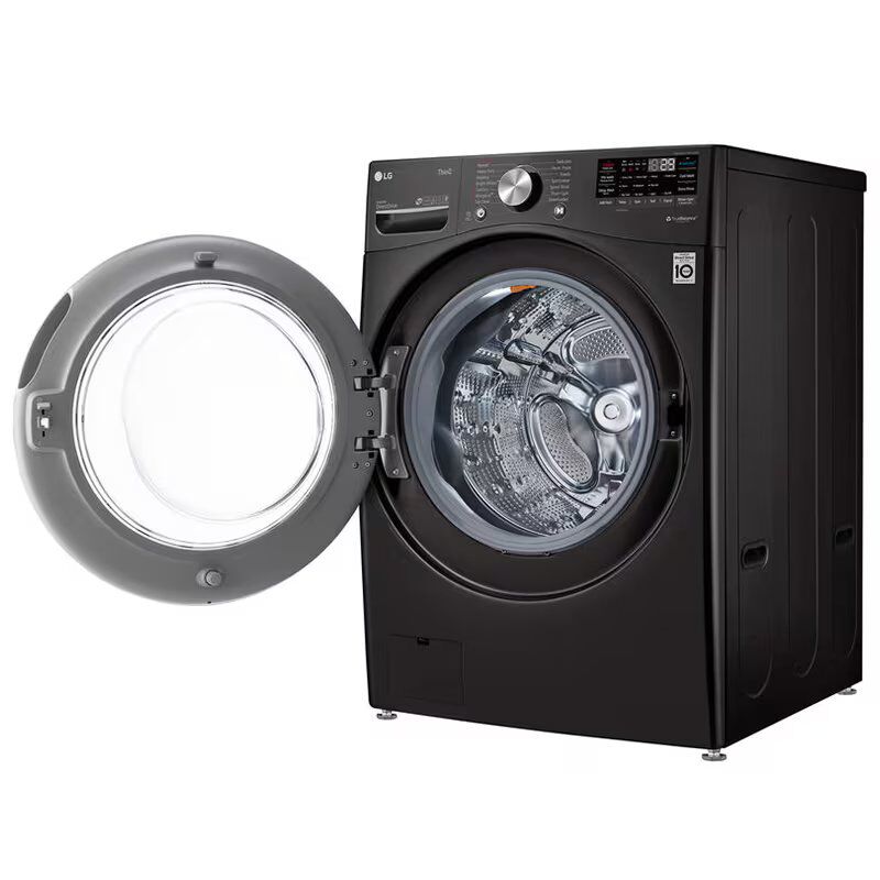 LG 27 in. 5.0 cu. ft. Smart Stackable Front Load Washer with TurboWash 360, Sanitize & Steam Wash Cycle - Black Steel, Black Steel, hires