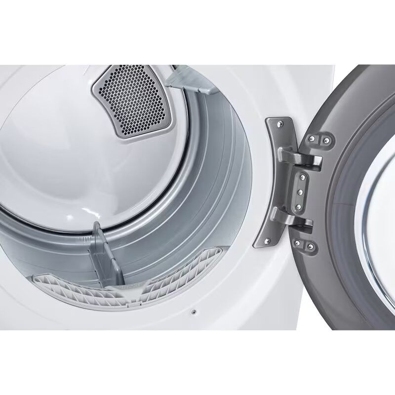 LG 27 in. 7.4 cu. ft. Smart Stackable Round-Door Electric Dryer with Built-In Intelligence, Sensor Dry, Turbo Steam, Sanitize & Steam Cycle - White, White, hires