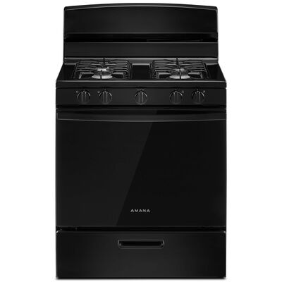 Amana 30 in. 5.0 cu. ft. Oven Freestanding Gas Range with 4 Sealed Burners - Black | AGR4203MNB