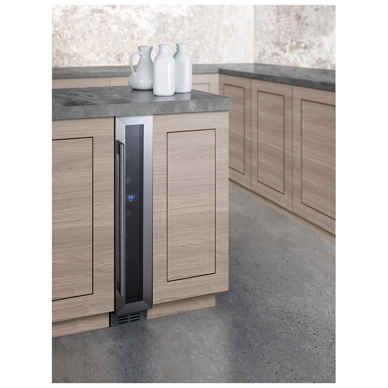 Summit 6 in. Undercounter Wine Cooler with Wood Racks, Single Temperature Zone & 7 Bottle Capacity - Stainless Steel, , hires