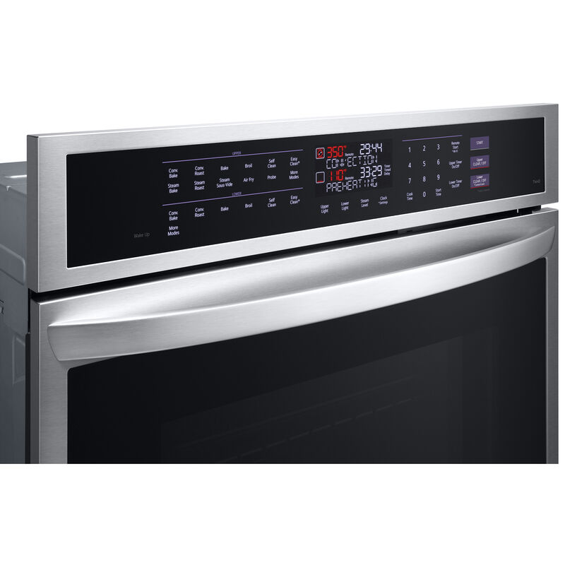 LG 30 in. 9.4 cu. ft. Smart Front Control SteamElectric Double Wall Oven with True European Convection - PrintProof Stainless Steel, , hires