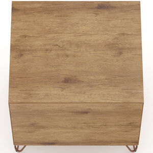 Manhattan Comfort Rockefeller Mid-Century Modern 1-Drawer Nightstand Rose Pink, Pink, hires