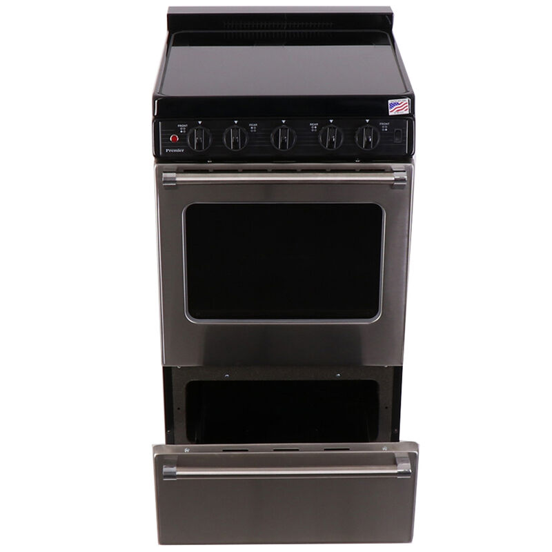 Premier 20 in. 2.4 cu. ft. Oven Freestanding Electric Range with 4 Smoothtop Burners - Stainless Steel, , hires