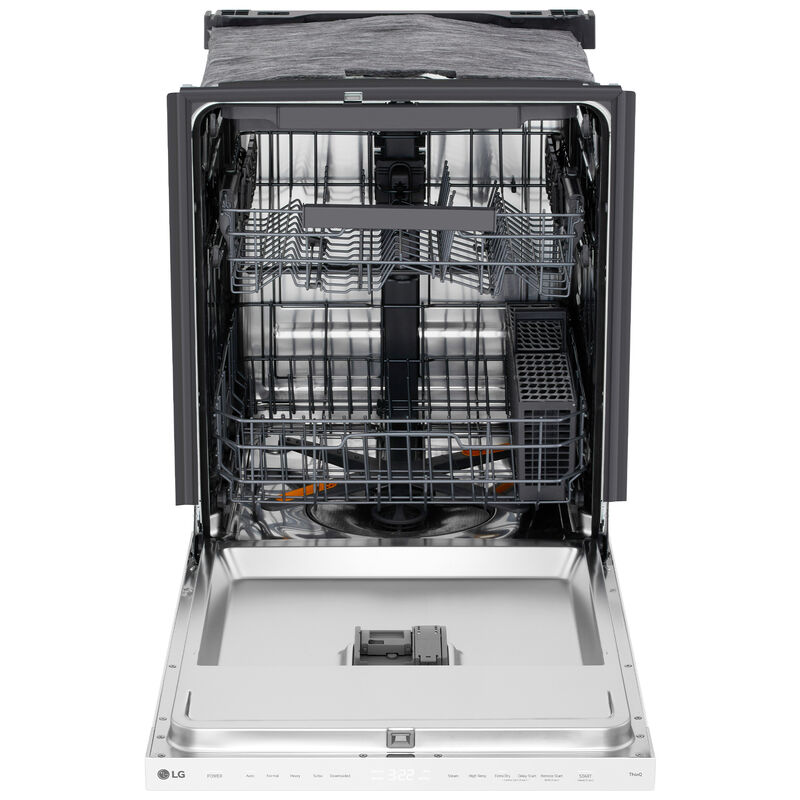 LG 24 in. Top Control Flush-Mount Smart Dishwasher with 46 dBA Sound Level, 3rd-Rack, AutoVent Dry & Pocket Handle - White, , hires