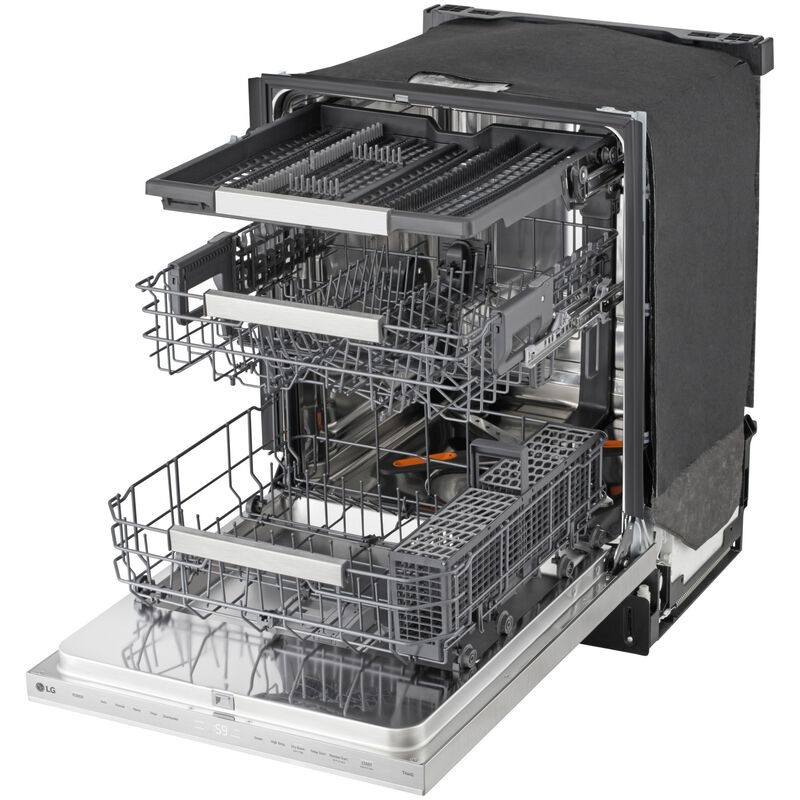 LG 24 in. Top Control Flush-Mount Smart Dishwasher with 44 dBA Sound Level, 3rd-Rack, AutoVent Dry, Dynamic Heat Dry & Pocket Handle - PrintProof Stainless Steel, , hires