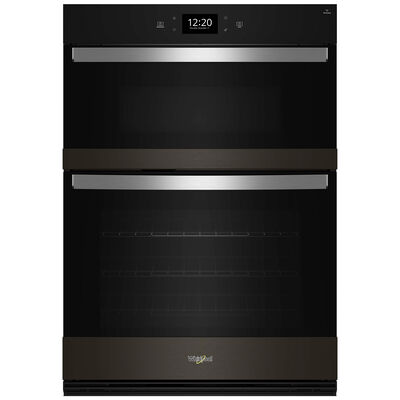 Whirlpool 30 in. 6.4 cu. ft. Smart Electric Microwave/Wall Oven Combo with True European Convection & Sensor Cooking - Black Stainless Steel with PrintShield Finish | WOEC7030PV