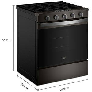 Whirlpool 30 in. 5.0 cu. ft. Smart Air-Fry Standard Convection Slide-In Gas Range with 5 Sealed Burners - Black Stainless, , hires