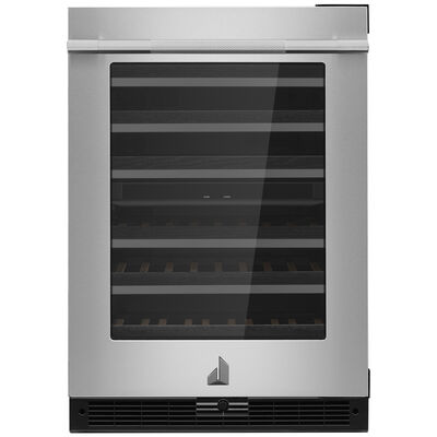 JennAir Rise 24 in. Undercounter Wine Cooler with Wood Racks, Dual Temperature Zones & 45 Bottle Capacity - Stainless Steel | JUWFR242HL