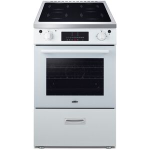 Summit 24 in. 2.6 cu. ft. Standard Convection Slide-In Electric Range with 4 Induction Burners - White, White, hires