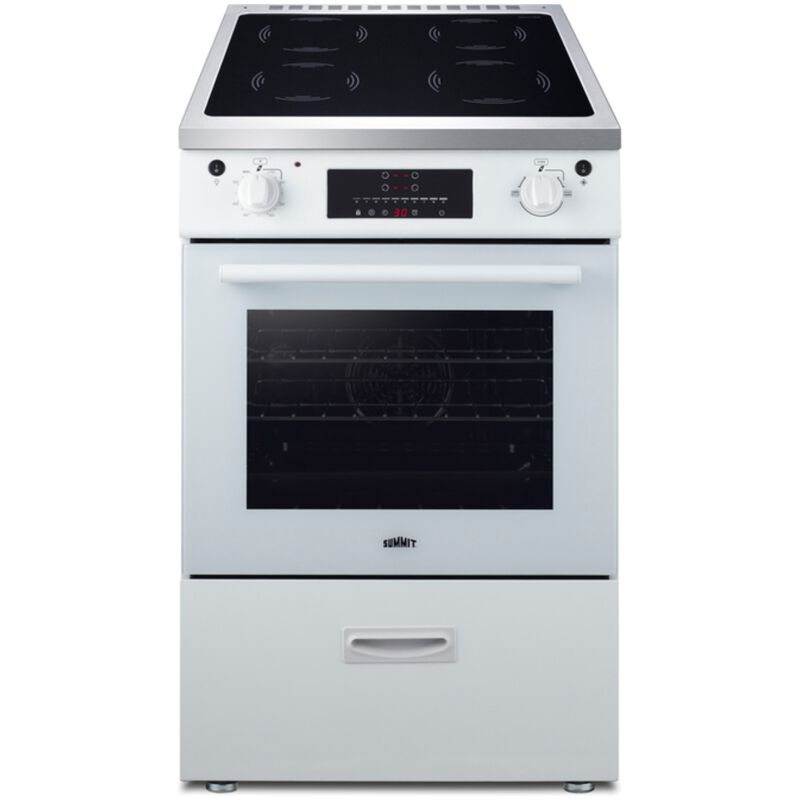 Summit 24 in. 2.6 cu. ft. Standard Convection Slide-In Electric Range with 4 Induction Burners - White, White, hires
