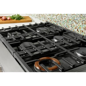 Cafe 48 in. 6-Burner Natural Gas Rangetop with Griddle, Simmer Burner & Power Burner - Stainless Steel, Stainless Steel, hires