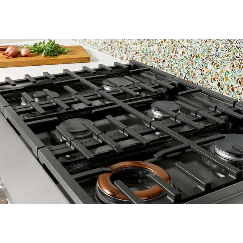 Cafe 48 in. 6-Burner Natural Gas Rangetop with Griddle, Simmer Burner & Power Burner - Stainless Steel, Stainless Steel, hires