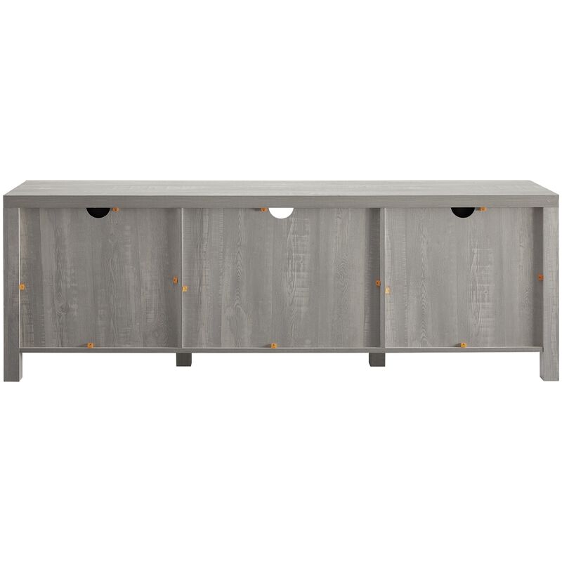 Walker Edison Barn Door 70 in. Modern Farmhouse TV Stand - Stone Gray, , hires