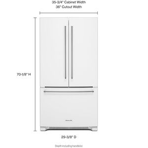 KitchenAid 36 in. Built-In 20.0 cu. ft. Counter Depth French Door Refrigerator with Internal Filtered Water Dispenser - White, White, hires