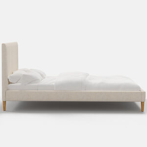 Skyline Furniture Linen Fabric Upholstered Full Size Platform Bed - Talc, , hires